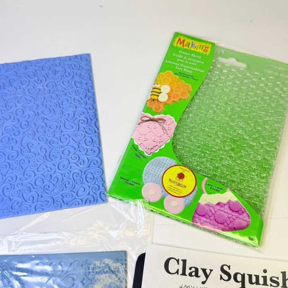 JudiKins Makin's Aleene's Clay Texture Sheets Lot Flowers Scroll Lace Patterns